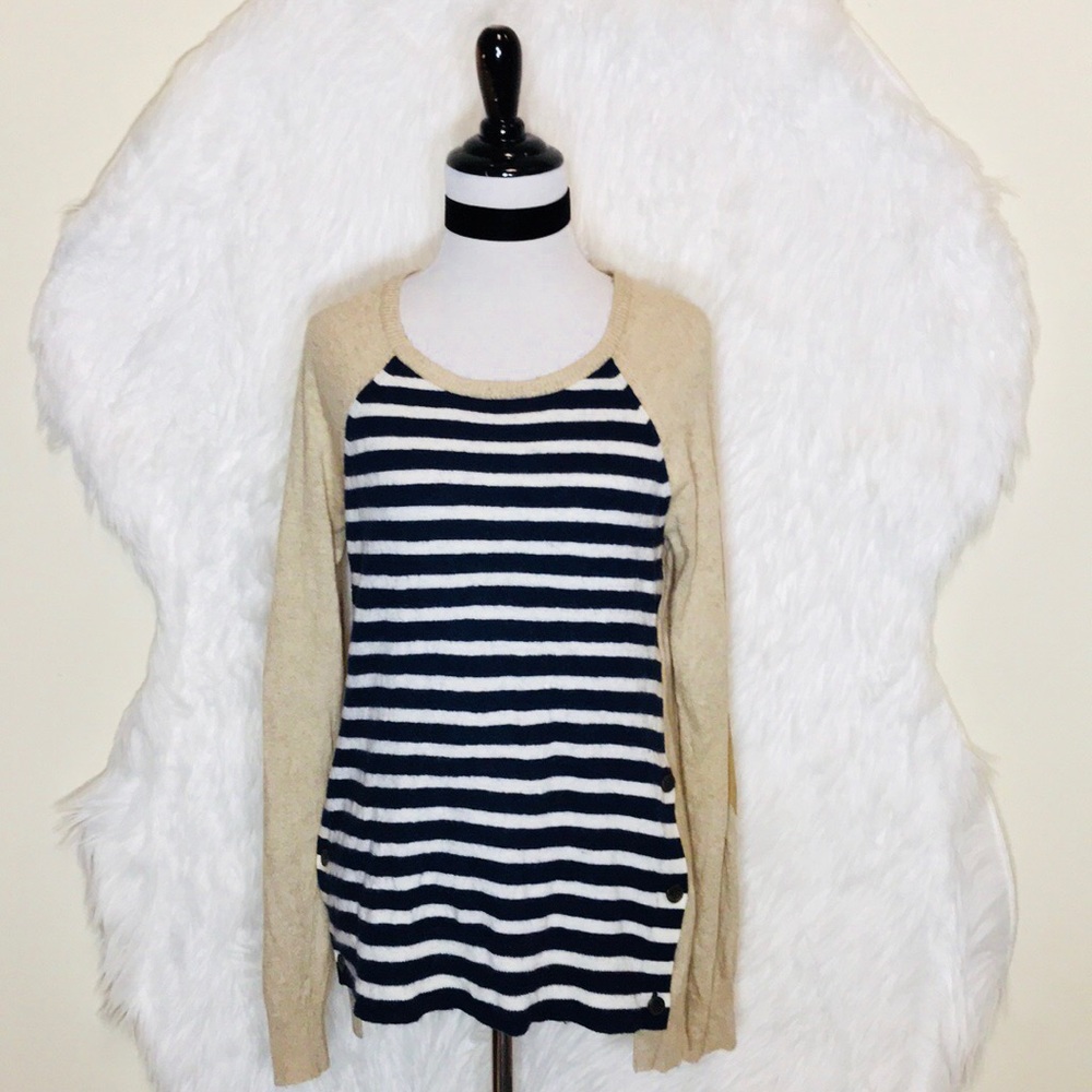 J.Crew Stripe Side Button Elbow Patch Sweater - image 2